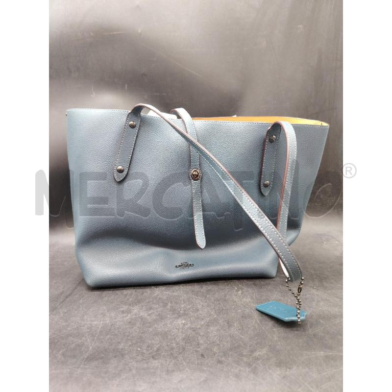 BORSA COACH MARKET TOTE BLU PELLE | Mercatino dell'Usato Roma eur 1