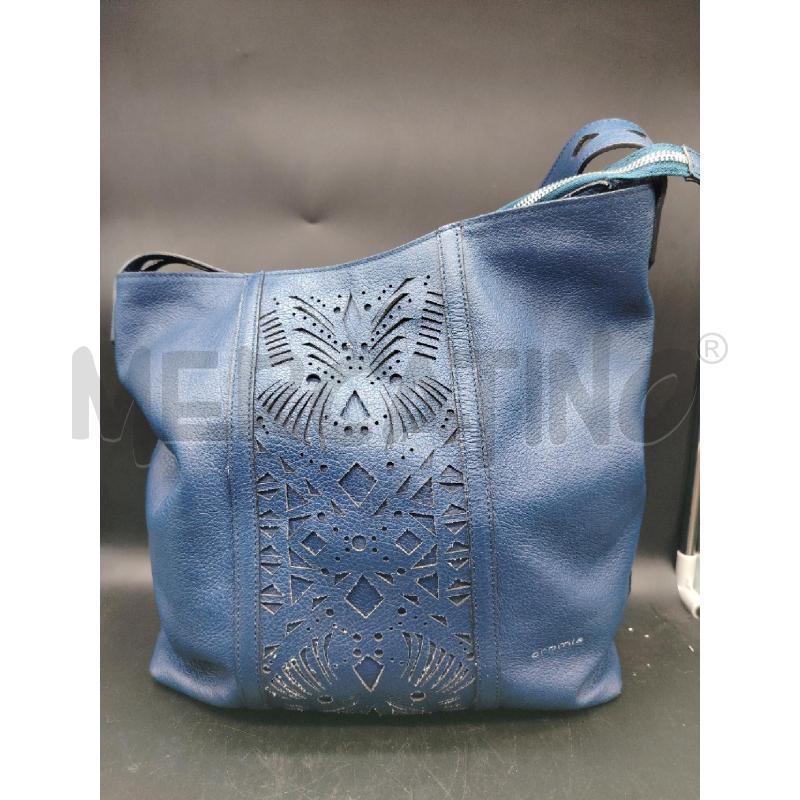 BORSA CROMIA BLU PELLE TRAF  | Mercatino dell'Usato Roma eur 1