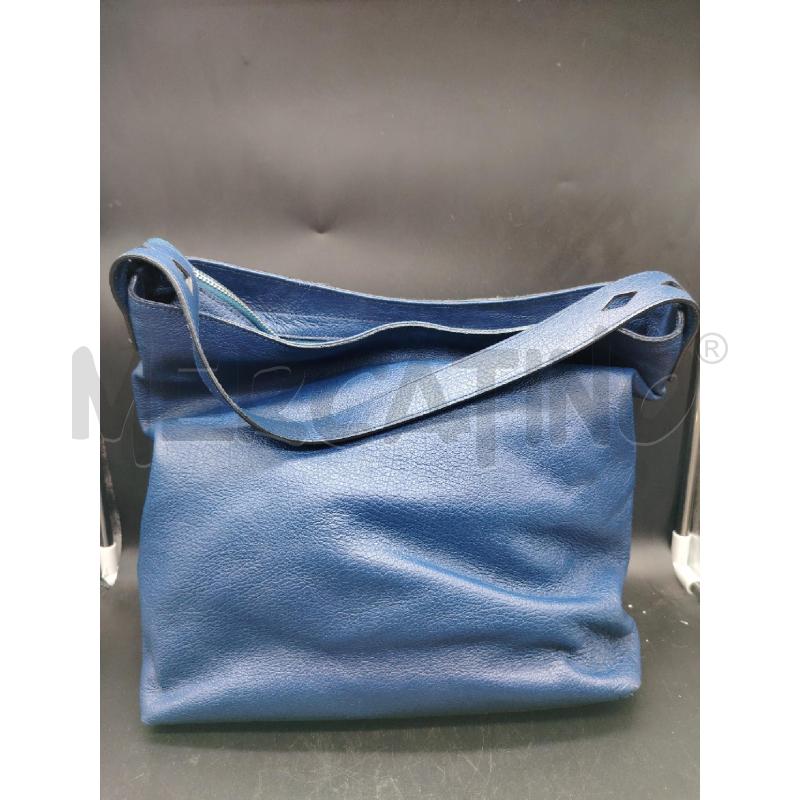 BORSA CROMIA BLU PELLE TRAF  | Mercatino dell'Usato Roma eur 2