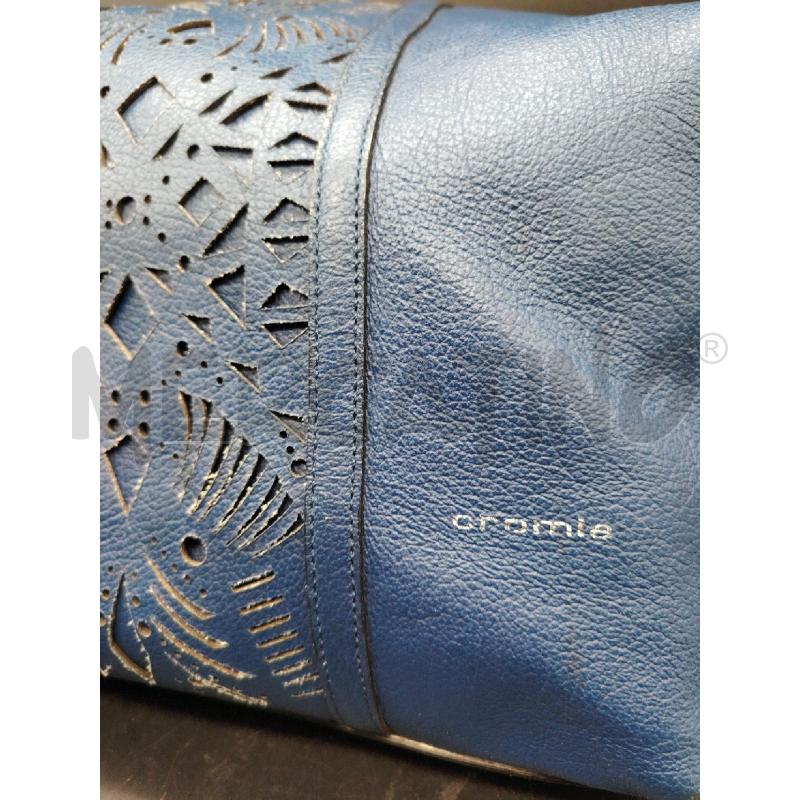 BORSA CROMIA BLU PELLE TRAF  | Mercatino dell'Usato Roma eur 4