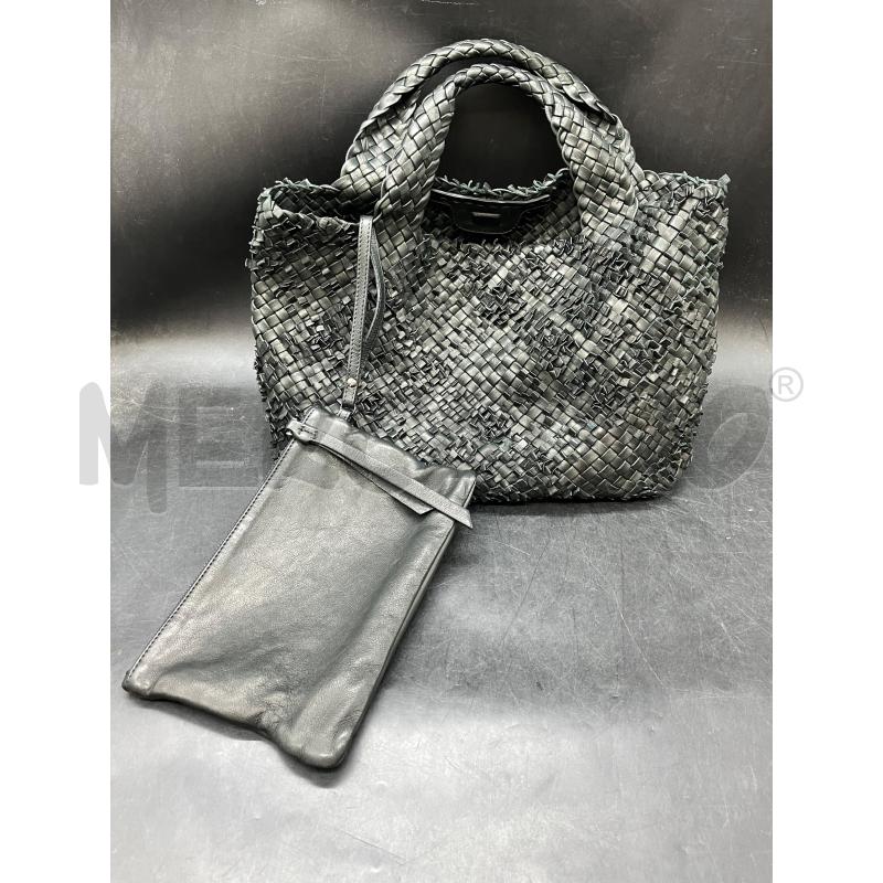 BORSA FALORNI NERA PELLE INTRECCIATA  | Mercatino dell'Usato Roma eur 3