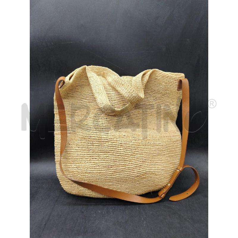 BORSA LIVIANA CONTI RAFIA + TRACOLLA PELLE | Mercatino dell'Usato Roma eur 1