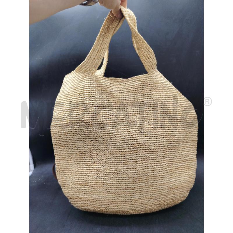 BORSA LIVIANA CONTI RAFIA + TRACOLLA PELLE | Mercatino dell'Usato Roma eur 2