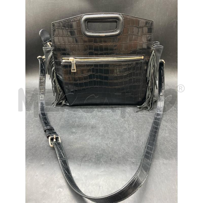 BORSA MAJE NERO EFFETTO COCCO FRANGE | Mercatino dell'Usato Roma eur 1
