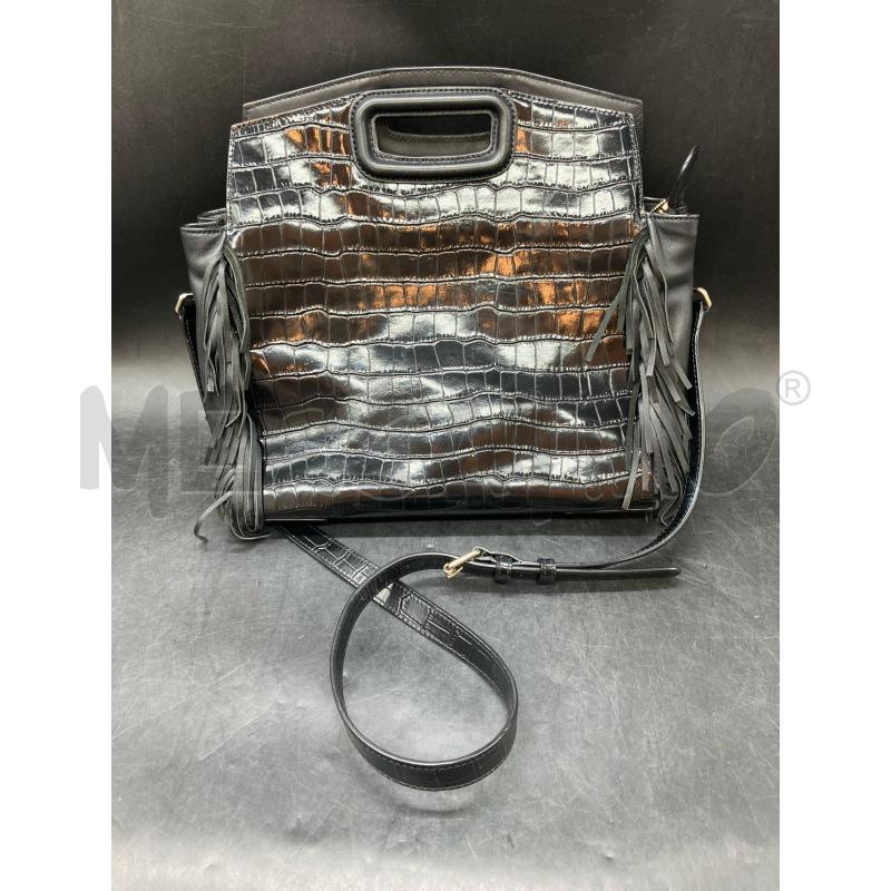 BORSA MAJE NERO EFFETTO COCCO FRANGE | Mercatino dell'Usato Roma eur 2