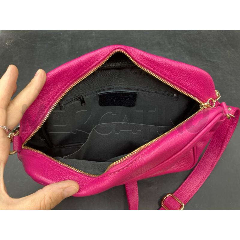 BORSA PELLE FUCSIA MEDIA NAPPINA | Mercatino dell'Usato Roma eur 3