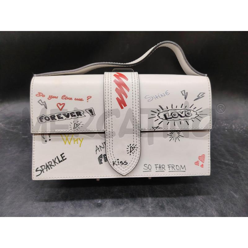 BORSA PELLE GRIGIO SCRITTE | Mercatino dell'Usato Roma eur 1