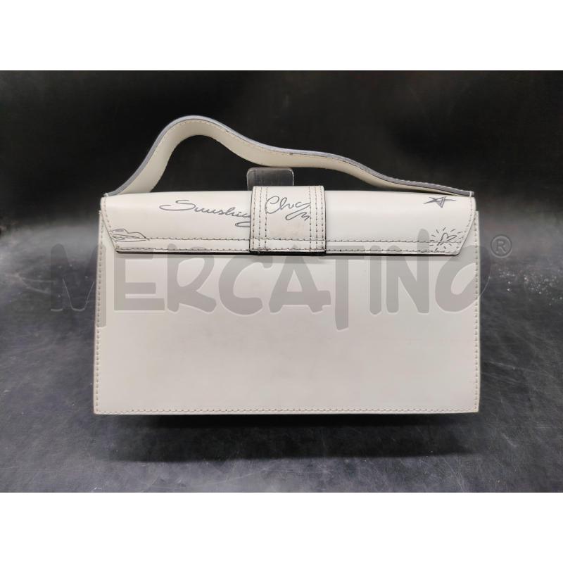 BORSA PELLE GRIGIO SCRITTE | Mercatino dell'Usato Roma eur 2