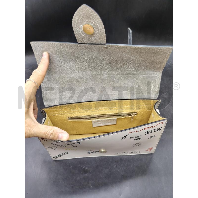 BORSA PELLE GRIGIO SCRITTE | Mercatino dell'Usato Roma eur 3