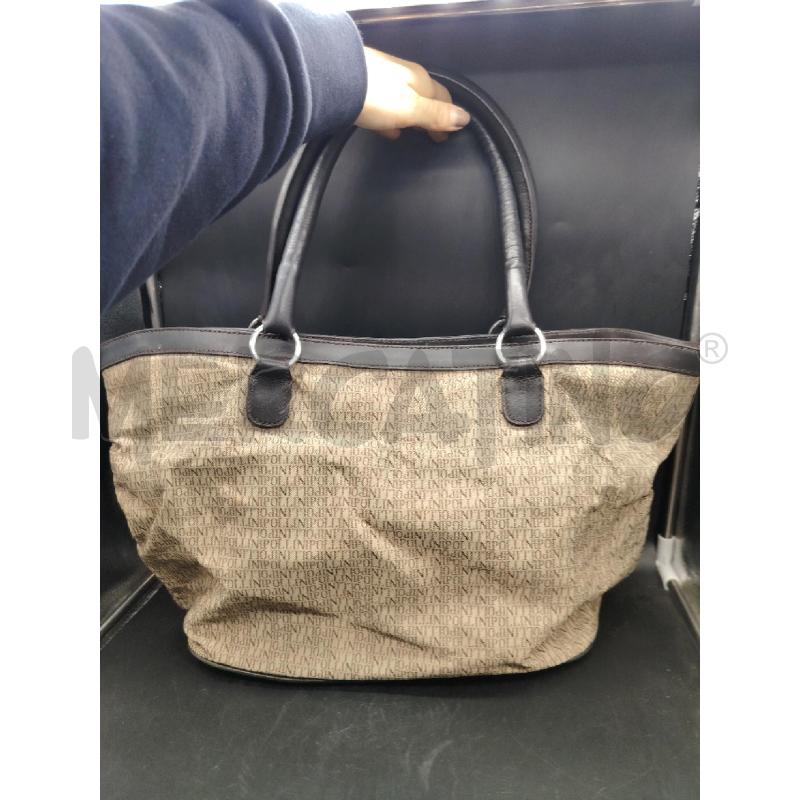 BORSA POLLINI MARRONE LOGHI | Mercatino dell'Usato Roma eur 2