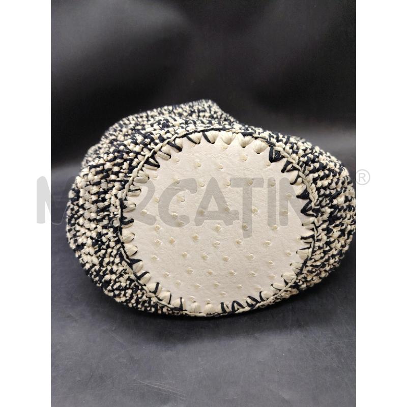 BORSA RAFIA NERO BIANCO+POCHETTE | Mercatino dell'Usato Roma eur 4