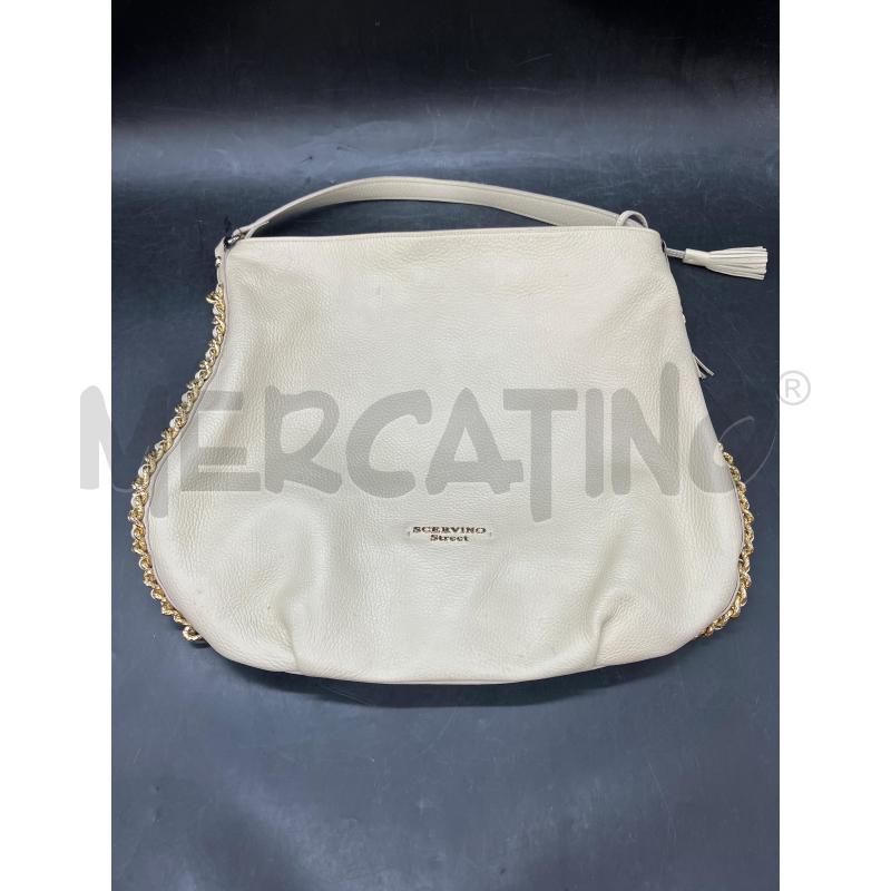 BORSA SCERVINO BEI PELLE CATENE DOR LATO  | Mercatino dell'Usato Roma eur 1