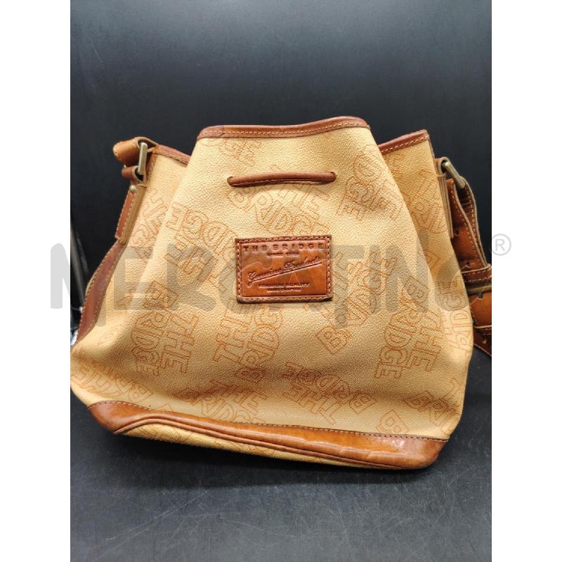 BORSA SECCHIELLO THE BRIDGE BEIGE SCRITTE | Mercatino dell'Usato Roma eur 3