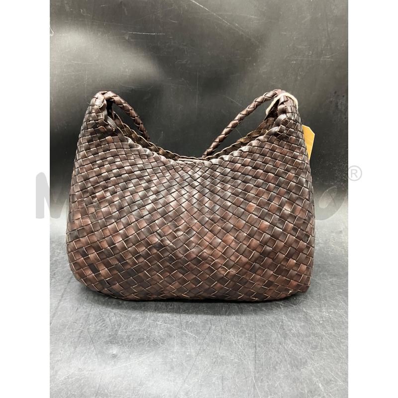 BORSA SHOPPER DRAGON PELLE INTRCCIATA MARRONE ETICHETTA | Mercatino dell'Usato Roma eur 3