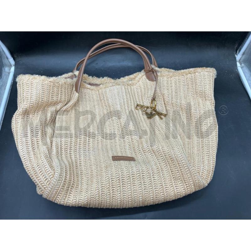 BORSA SHOPPER EMPORIO ARMANI RAFIA PROFILI PELLE MARR | Mercatino dell'Usato Roma eur 1