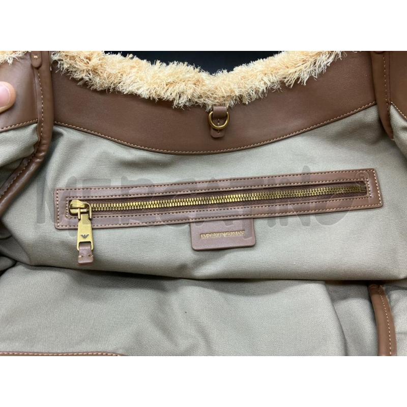 BORSA SHOPPER EMPORIO ARMANI RAFIA PROFILI PELLE MARR | Mercatino dell'Usato Roma eur 5