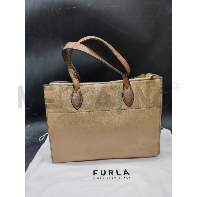 BORSA SHOPPER FURLA BEIGE DETT ARA + TRACOLLA | Mercatino dell'Usato Roma eur 4