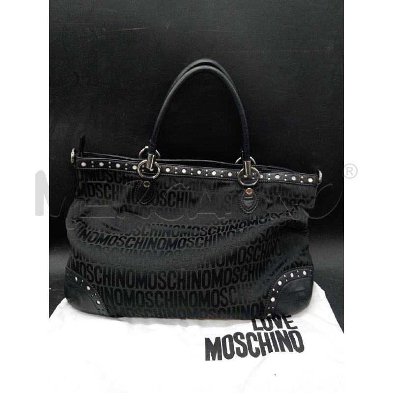 BORSA SHOPPER MOSCHINO NERA MONOGRAM PROFILI PELLE | Mercatino dell'Usato Roma eur 1