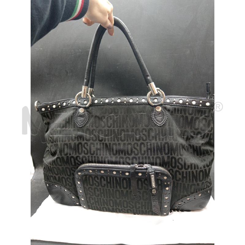 BORSA SHOPPER MOSCHINO NERA MONOGRAM PROFILI PELLE | Mercatino dell'Usato Roma eur 2