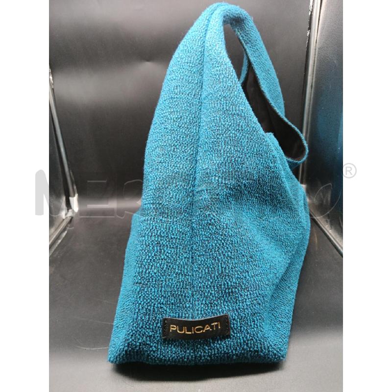 BORSA SHOPPER PULICATI BLU MELANGE | Mercatino dell'Usato Roma eur 2