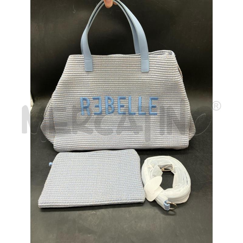 BORSA SPALLA REBELLE RAFIA AZZ  | Mercatino dell'Usato Roma eur 1