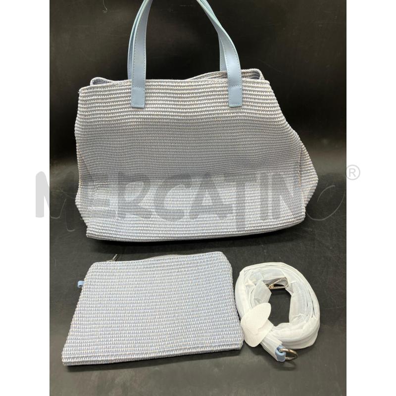 BORSA SPALLA REBELLE RAFIA AZZ  | Mercatino dell'Usato Roma eur 2