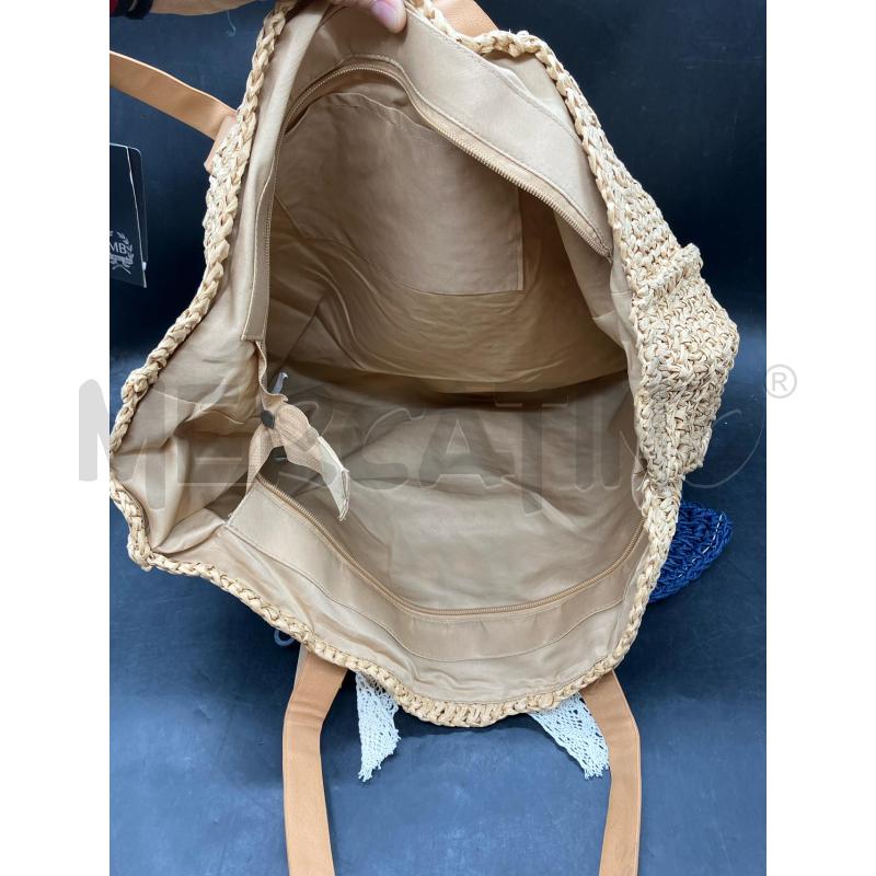 BORSA SPIAGGIA RAFIA FIORI BLU  | Mercatino dell'Usato Roma eur 4