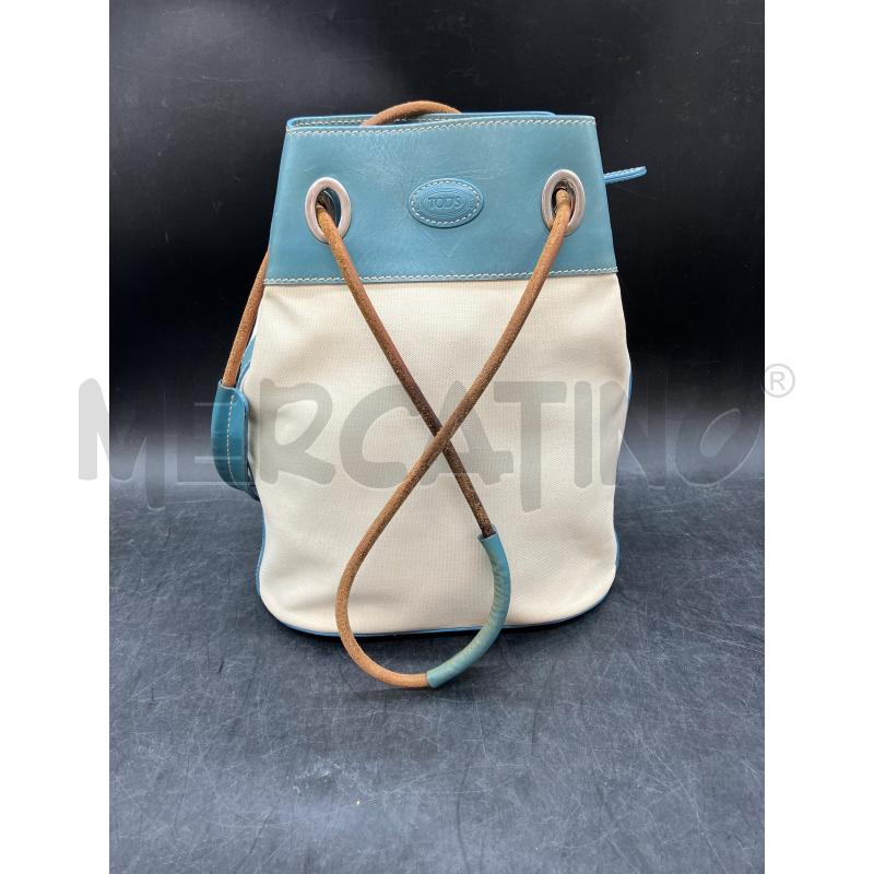 BORSA TOD'S SECCHIELLO AZZ PELLE BIA TESSUTO | Mercatino dell'Usato Roma eur 1