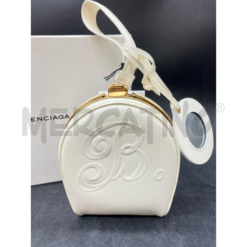 BORSETTA CLUTCH BALENCIAGA BIANCA B. DETT DOR + SPECCHIETTO | Mercatino dell'Usato Roma eur 2