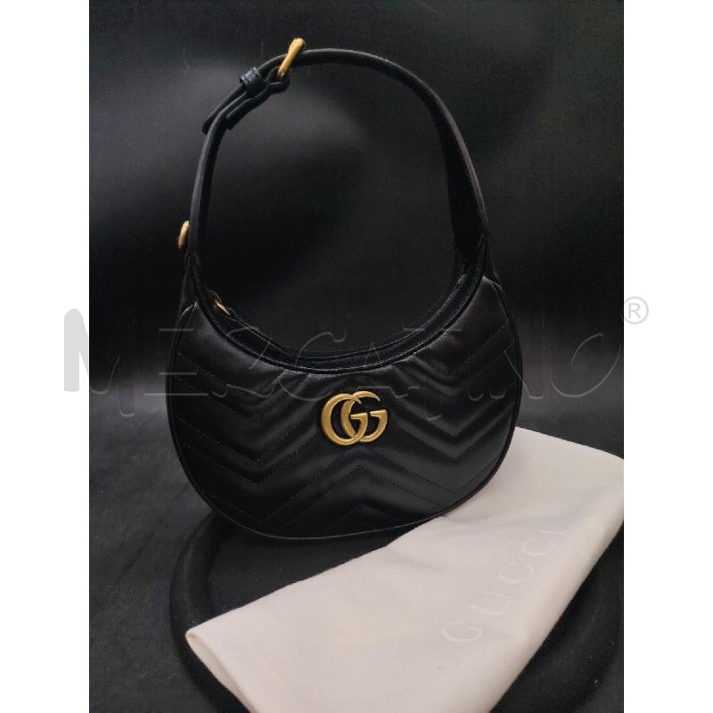 BORSETTA GUCCI MARMONT MEZZALUNA NERA GG DOR | Mercatino dell'Usato Roma eur 1