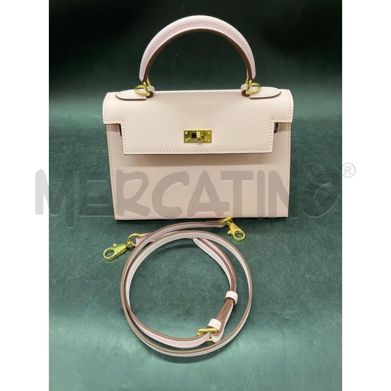 BORSETTA PELLE ROSA TIPO KELLY  | Mercatino dell'Usato Roma eur 1