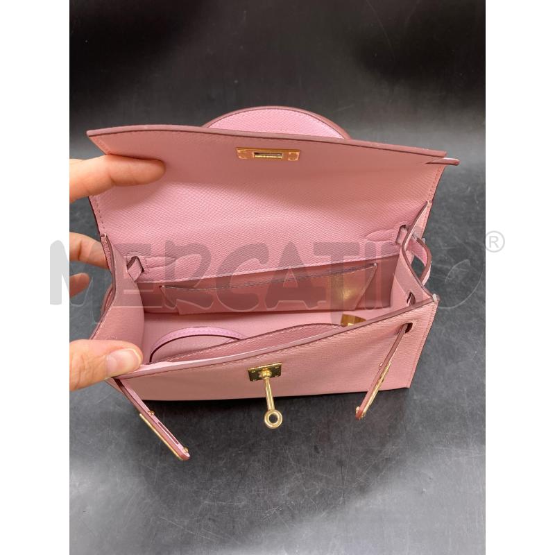 BORSETTA PELLE ROSA TIPO KELLY  | Mercatino dell'Usato Roma eur 3