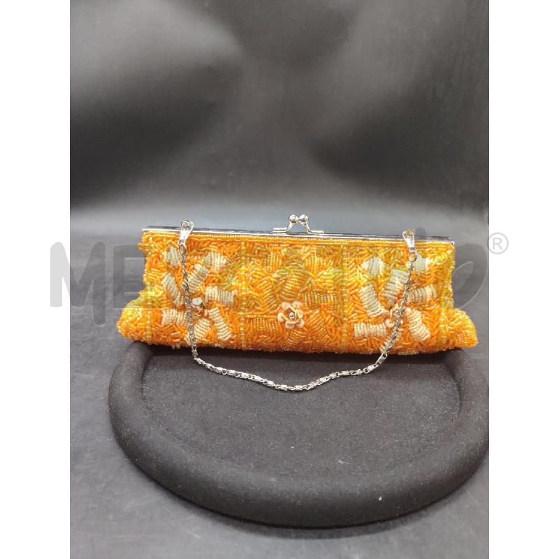 BORSETTA PERLINE ARANCIONE FIORI | Mercatino dell'Usato Roma eur 1