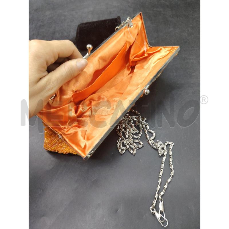 BORSETTA PERLINE ARANCIONE FIORI | Mercatino dell'Usato Roma eur 3