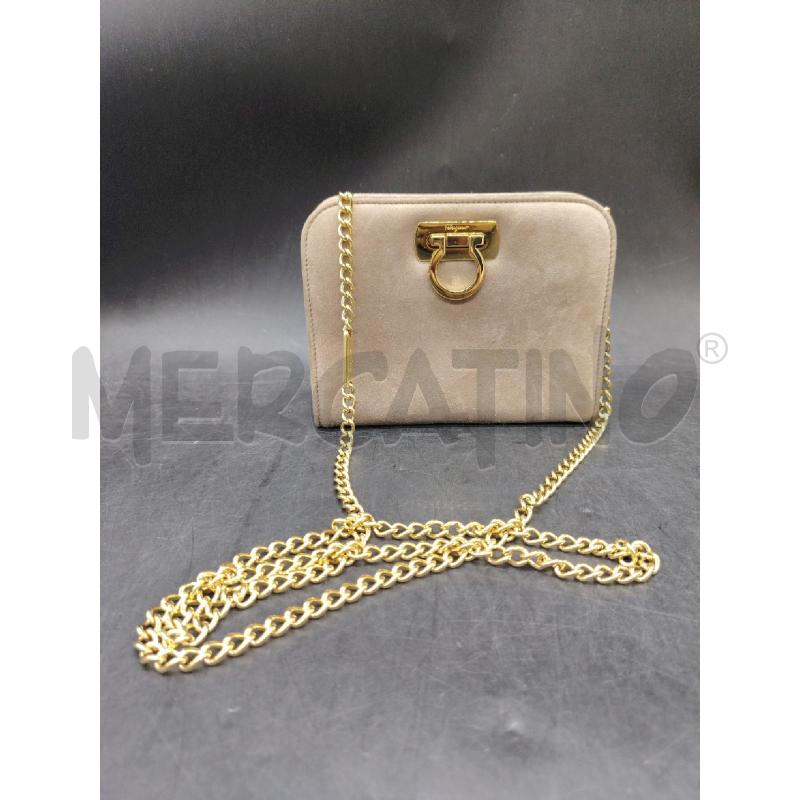 BORSETTA SALVATORE FERRAGAMO SCAMOSCIATO BEIGE | Mercatino dell'Usato Roma eur 1