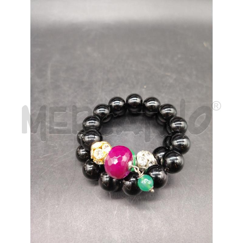 BRACCIALE PALLE NERO PIETRE VE RS | Mercatino dell'Usato Roma eur 1