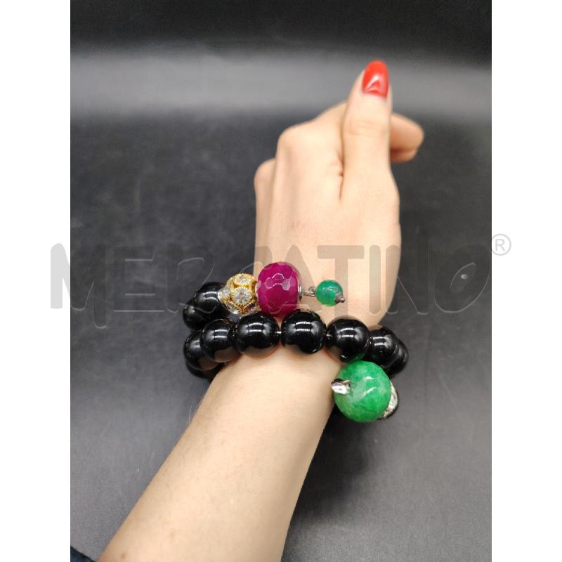 BRACCIALE PALLE NERO PIETRE VE RS | Mercatino dell'Usato Roma eur 3