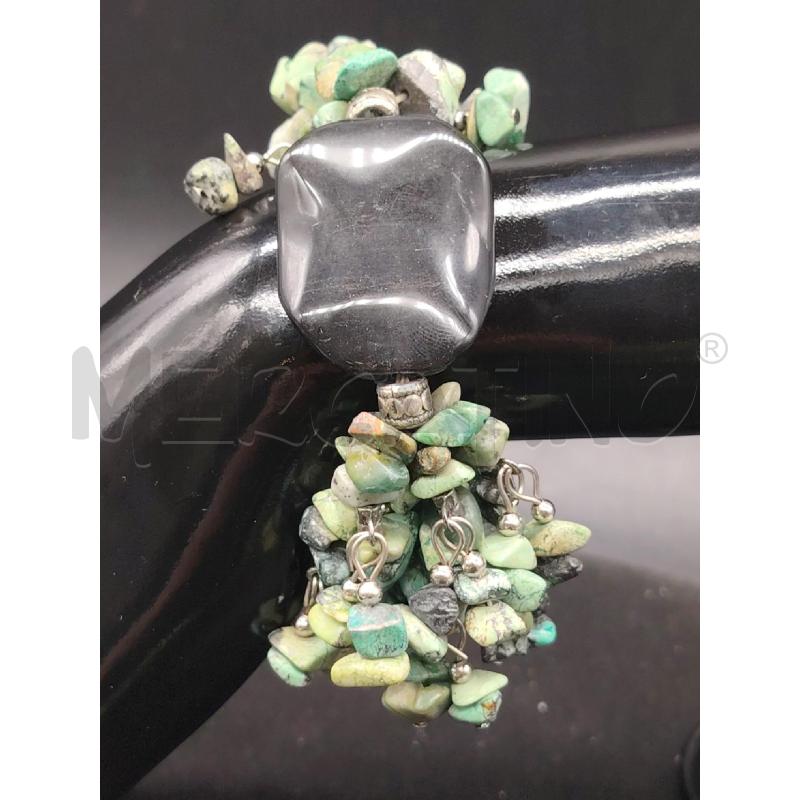 BRACCIALE PIETRINE VERDI PALLE NE | Mercatino dell'Usato Roma eur 2