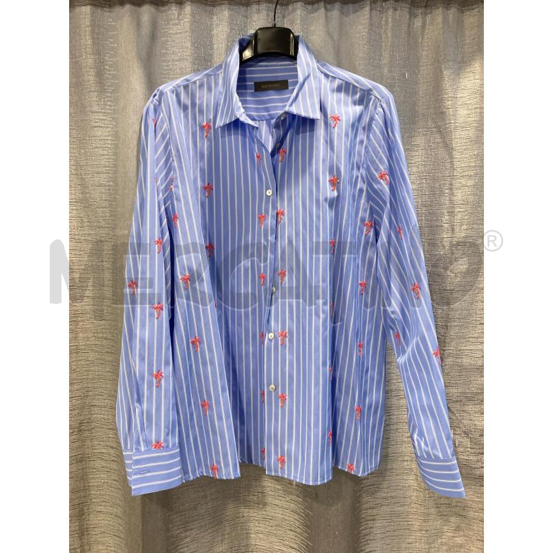CAMICIA D ELENA MIRO RIGHE BIA BLU PALME PAILETTES ARA | Mercatino dell'Usato Roma eur 1