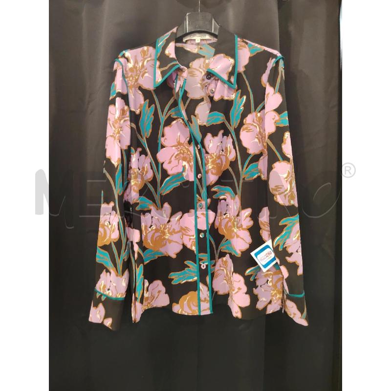 CAMICIA D VON FURSTENBERG NERO FIORI LILLA | Mercatino dell'Usato Roma eur 1