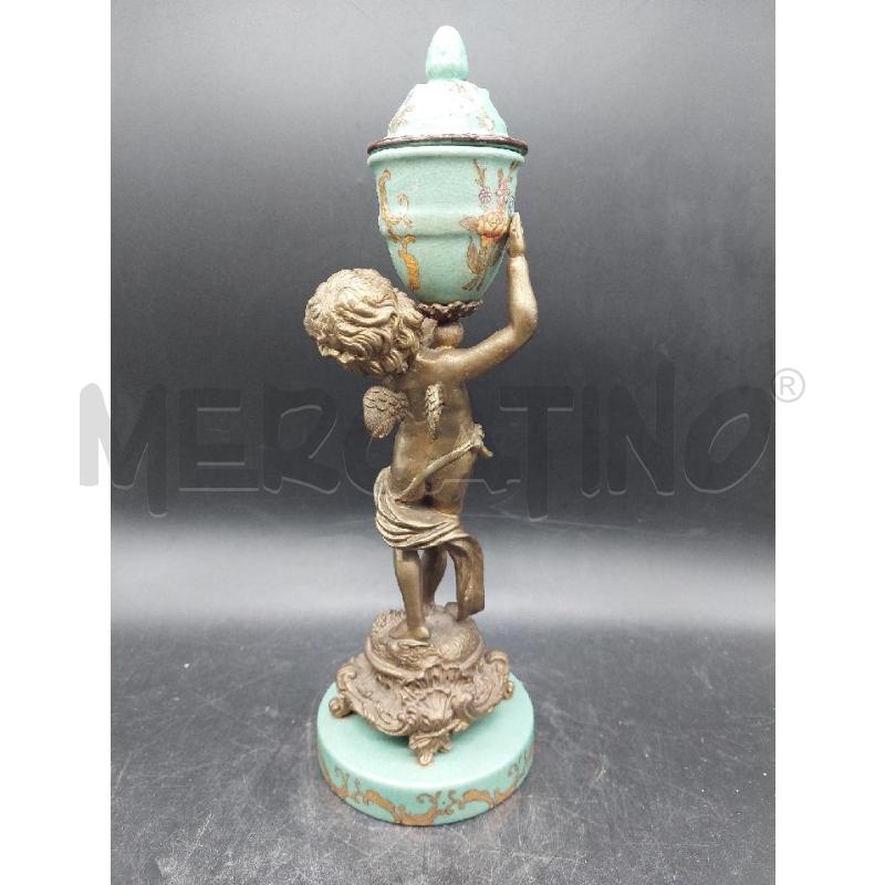 CANDELABRO PUTTO DORATO BASE BLU E ORO | Mercatino dell'Usato Roma eur 3