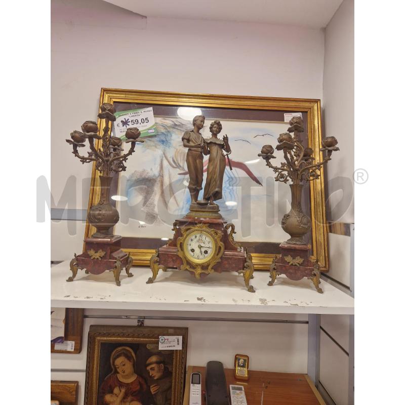 CANDELIERI CON OROLOGIO MARMO ROSSO  | Mercatino dell'Usato Roma eur 1