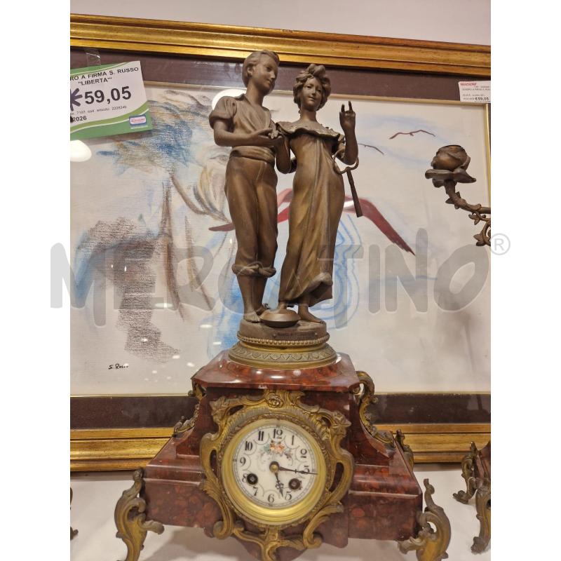 CANDELIERI CON OROLOGIO MARMO ROSSO  | Mercatino dell'Usato Roma eur 2