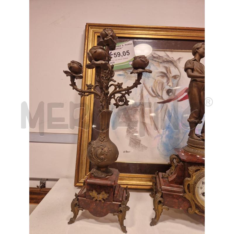 CANDELIERI CON OROLOGIO MARMO ROSSO  | Mercatino dell'Usato Roma eur 3