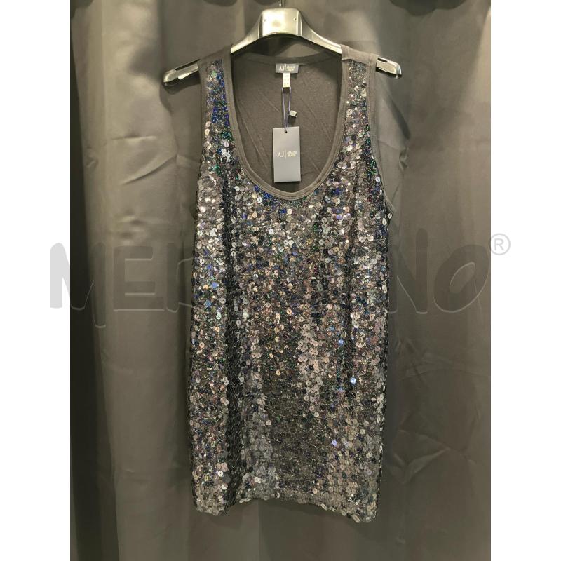 CANOTTA D ARMANI JEANS BLU PAILLETTES ETICHETTA | Mercatino dell'Usato Roma eur 1