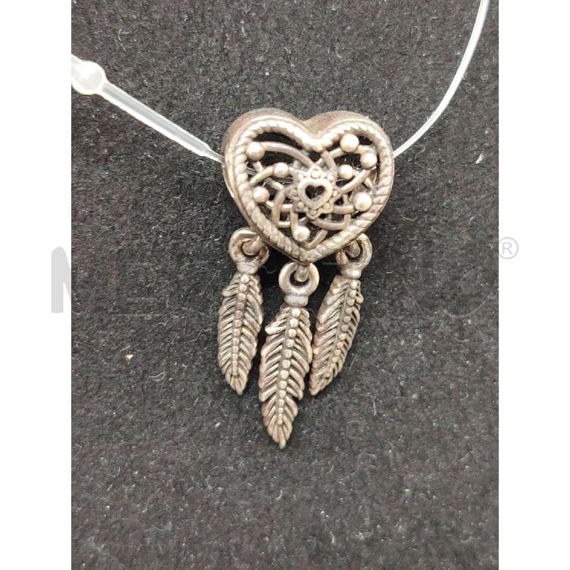 CHARM PANDORA CUORE PIUME | Mercatino dell'Usato Roma eur 1
