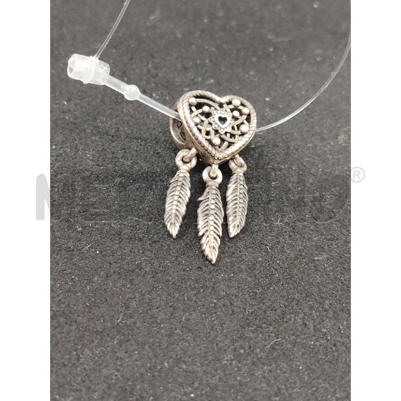 CHARM PANDORA CUORE PIUME | Mercatino dell'Usato Roma eur 2