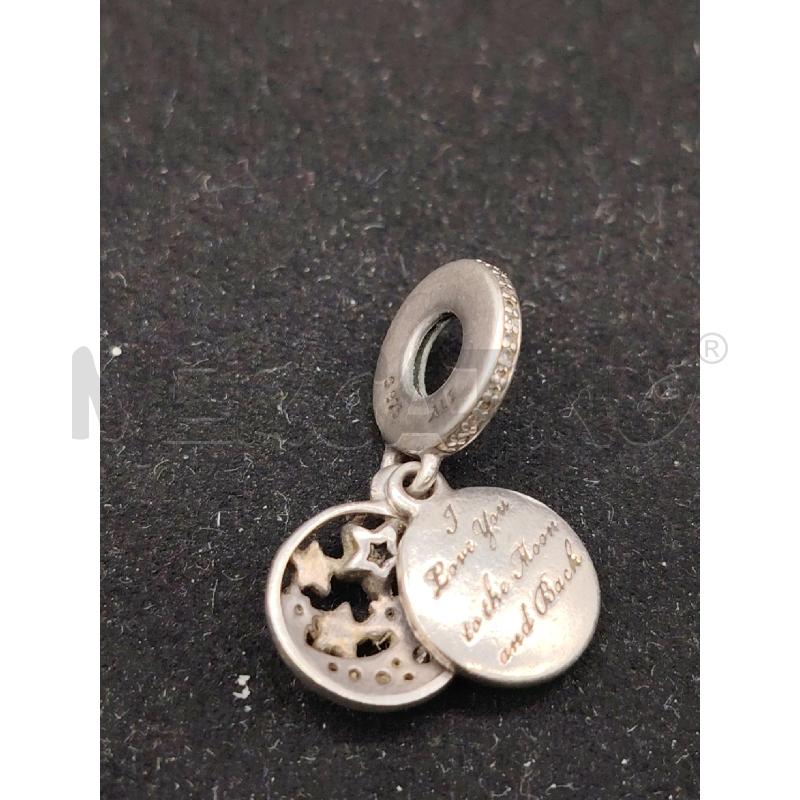 CHARM PANDORA PENDENTE SCRITTA STELLE LUNA | Mercatino dell'Usato Roma eur 2