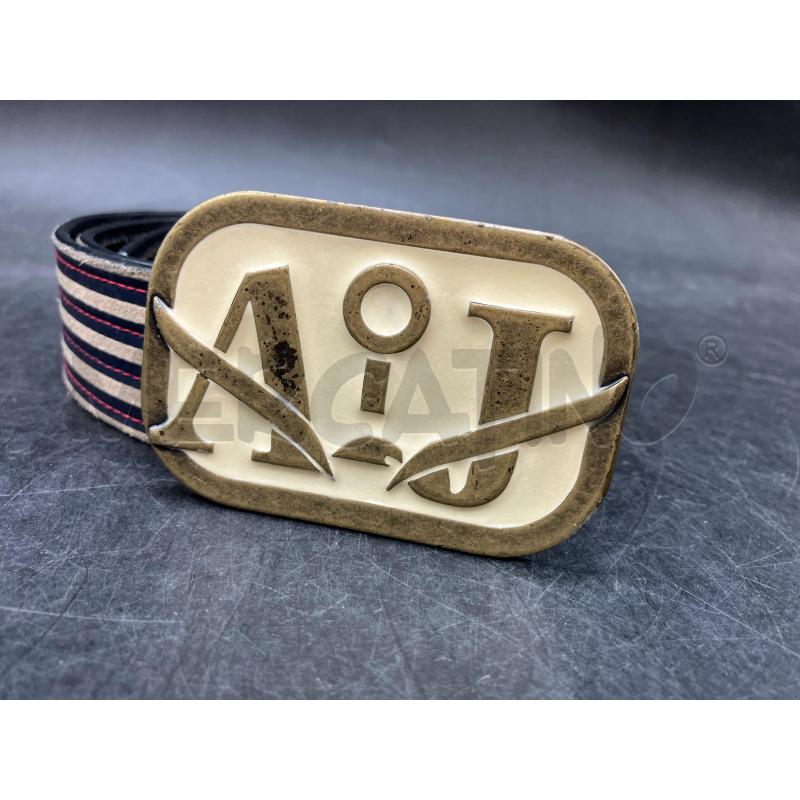 CINTURA D ARMANI JEANS RIGHE BIA BLU FIBBIA LOGO  | Mercatino dell'Usato Roma eur 2