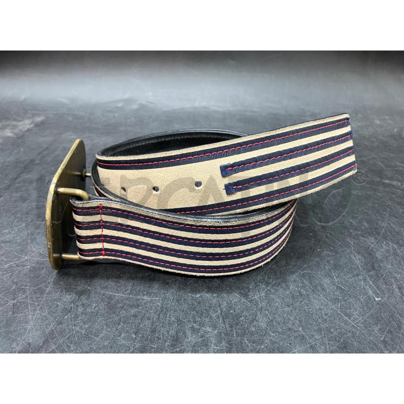 CINTURA D ARMANI JEANS RIGHE BIA BLU FIBBIA LOGO  | Mercatino dell'Usato Roma eur 3